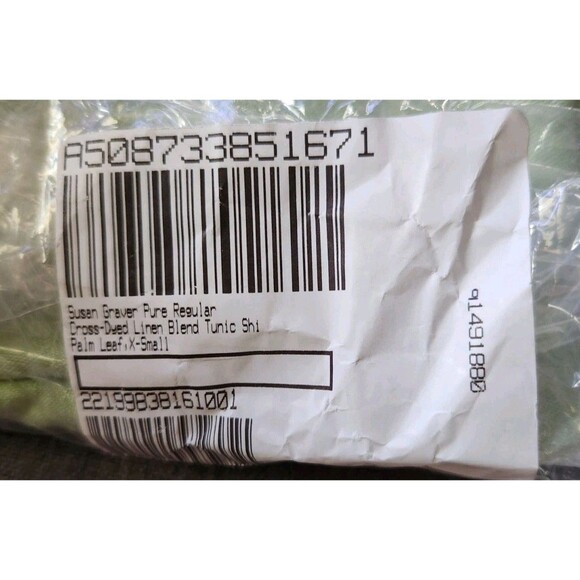 Susan Graver Linen Blend Oversized Fit Button Up Tunic Shirt Pale Green Size XS - Picture 5 of 11